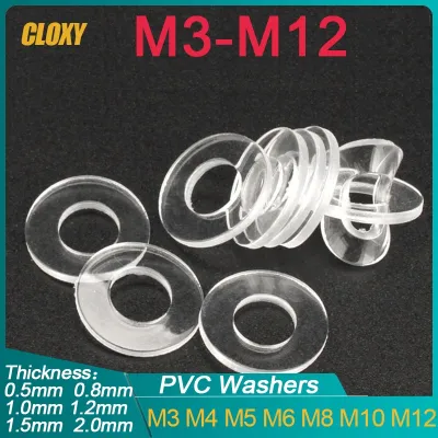 M1.2 M1.4 M1.7 M1.8 M2 M2.5 M3 M4 M5 M6 M12 Soft/ Hard Plastic PVC Transparent Insulating Plain Gasket Ring Spacer Flat Washer