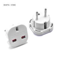 REOPYG อะแดปเตอร์ปลั๊กแปลงไฟปลั๊กยุโรป2เข็มหมุดกลม Adaptor Traveling 10A ปลั๊ก UK เพื่อ EU อะแดปเตอร์เต้าเสียบแปลงอะแดปเตอร์ปลั๊กปลั๊กยุโรป