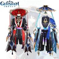 AM Genshin Impact Wanderer Kunikuzushi Cosplay Coat Trousers Hat Costume Set Anime Uniform Halloween MA