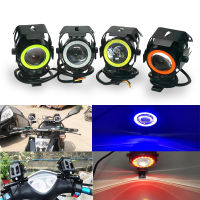 LED Motorcycle Headlight 125W U7 Mini Fog Angel Eye Bulbs Motorcycle Scooter Motorbike Lamp 12V Led Light Blue Red White Green