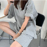 Women Home Clothes Korean Homewear Sets White Grey T-Shirt Two Piece New Sleepwear Suit Loose High Waist Pants Casual Room Wear