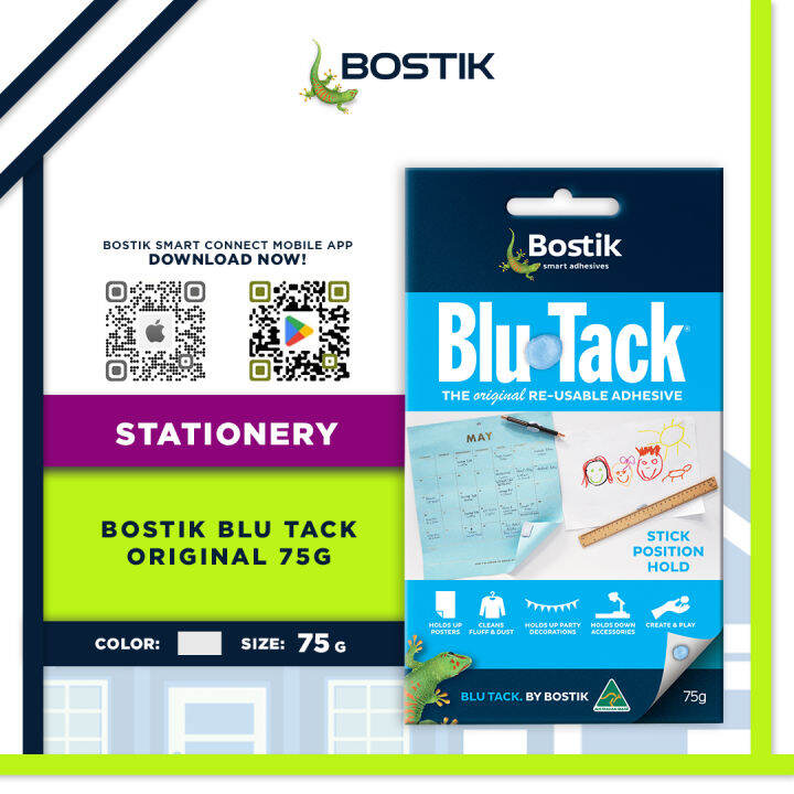 BOSTIK Blu Tack Original Reusable Multipurpose Adhesive 75g Ideal and