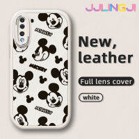 Jlingji เคส A50s A30s A50ปลอกสำหรับ Samsung A51 4G A53 5G กระแสแฟชั่นลายมิกกี้เมาส์ใหม่โทรศัพท์ดีไซน์ด้านข้างเป็นหนังดีไซน์ใหม่ฝาครอบ Lensa Kontak กล้องแบบบางป้องกันเคสกันกระแทก