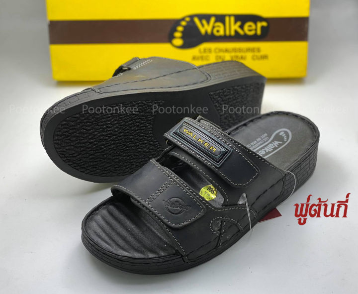 รองเท้า-walker-รุ่น-wb698-รองเท้าแตะวอคเกอร์-รองเท้าหนังแท้-สีดำ-น้ำตาล-ของแท้
