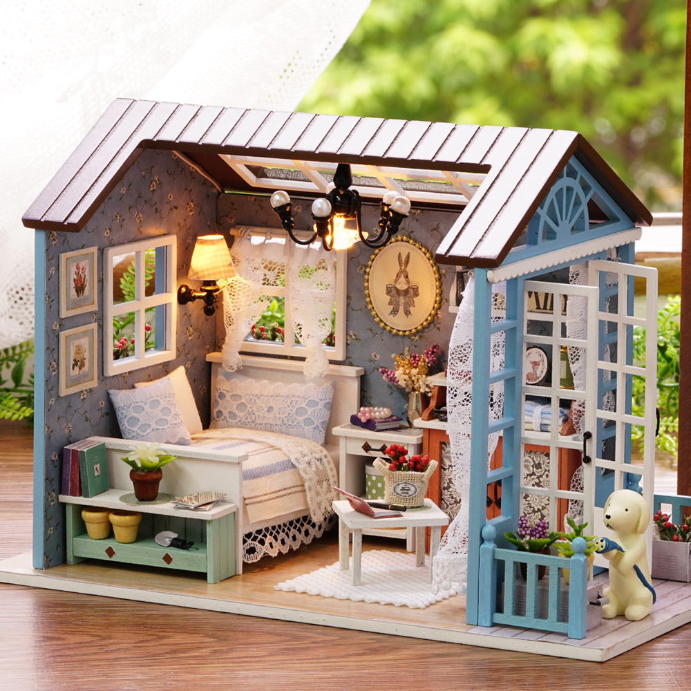 DIY Miniature Dollhouse Kit Realistic Mini 3D Wooden House Room Craft with Furniture Childrens Day Birthday Gift 