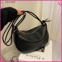 XUESHE สีทึบทึบ กระเป๋าสะพายไหล่แบบสั้น จุได้มาก หนังพียู กระเป๋า Crossbody มีสไตล์ ถุงเกี๊ยวซ่า การเดินทางการเดินทาง