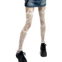 【CW】Women Punk Fishnet Pantyhose Harajuku Irregular Hollow Out Geometric Pattern Suspender Tights ต้นขาสูงถุงน่อง