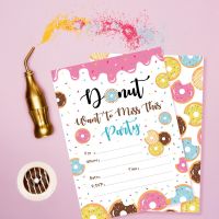 10pcs Girls Sweet Donuts Cookies Baby Shower Party BIRTHDAY Party Paper Greeting Invitation Cards Oh Baby Party Decorations