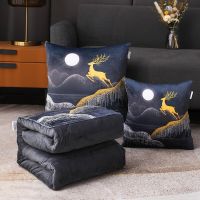 Multi-function Cushion Travel Car Sofa Lumbar Throw Pillow Embroidery Blanket Quilt Foldable Pillows Cushions Quilt Blanket Travel pillows