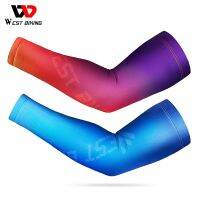 WEST BIKING Gradient Color Arm Sleeve Summer Cool Anti-UV Men Women Fitness Fishing Basketball Elastic Ice Silk Sunscreen Sleeve Sleeves