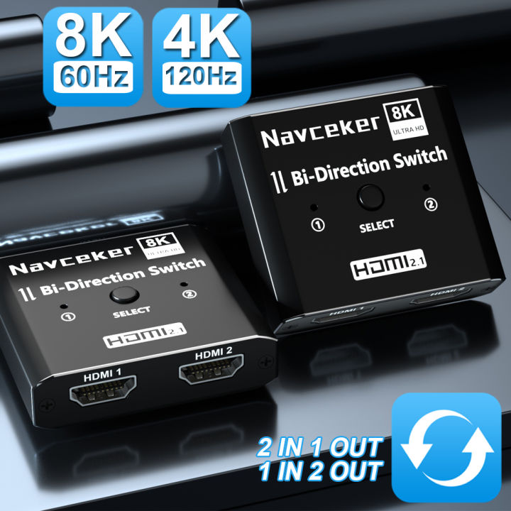 8K HDMI Switch 4K@120Hz Bi-direction 2x1 HDMI Switcher 1x2 Splitter Fr PS4  PC TV