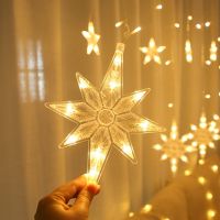 ZZOOI 2021 New Year Polaris Elk Star Lamp Led String Lights Christmas Decor for Home Room Curtains Led Light Fairy Garland DIY Navidad