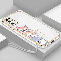 Case for Huawei Honor 50 9X Y9S Mate 20 30 20X 40 Pro Nova 3 3i 4 5i 5T 6 7 9 SE 7i 8i Pro Y70 New Electroplating Phone Straight Edge Soft Cover Corgi Non-Slip with Lanyard