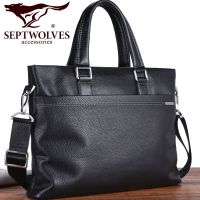 Genuine Leather Business Bag Briefcase Seven Horse Wolf Mens New Style One-Shoulder Messenger Flagship Store Men Port