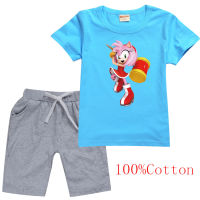 Sonic The Hedgehog เสื้อยืดชุดชายหญิงแขนสั้น Tee เสื้อกางเกงขาสั้น8830สั้นกางเกงน่ารักฤดูร้อน Tee เสื้อพิมพ์ Hip-Hop สไตล์ใหม่