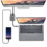 4K 3in1อะแดปเตอร์แปลงแบบพกพา USB Hub อลูมิเนียม USB 3.1 Type-C เป็น Hdmiusb 3.0USB-C Multiport Adapter สำหรับ Adapter