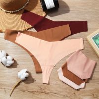 【Wrist watch】 3Pcs/Set Silk Seamless Panties T back G string Color Briefs Female