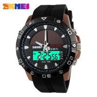 Watches Men Waterproof Solar Power Sports Casual Watch Man Mens Wristwatches 2 Time Zone Digital Quartz LED Clock Men