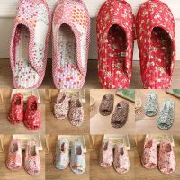 Indoor Floor Flip Flops Slippers Women Warm Home Slippers Simple Floral Cotton Slippers for Household Flat Comfortable Non-slip