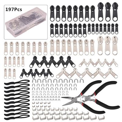 Zipper Repair Kit Slider Rescue Universal Zippers Set Install Pliers Clothes Bag Tent Fix Sewing Universal Instant Fix Tools Door Hardware Locks Fabri