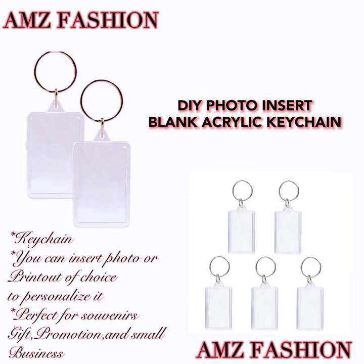 100 Original AMZ 12pcs Acrylic Photo Frame Keychain Holder Photo