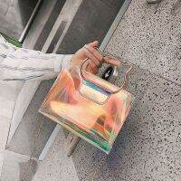 Spot laser transparent lady small square bag chain bag hellokitty portable style 【AUG】