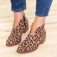 Leopard Print Shoes For Women y Pointed Toe High Heel Ankle Boots Party Shoes 2021 Large size 34-43