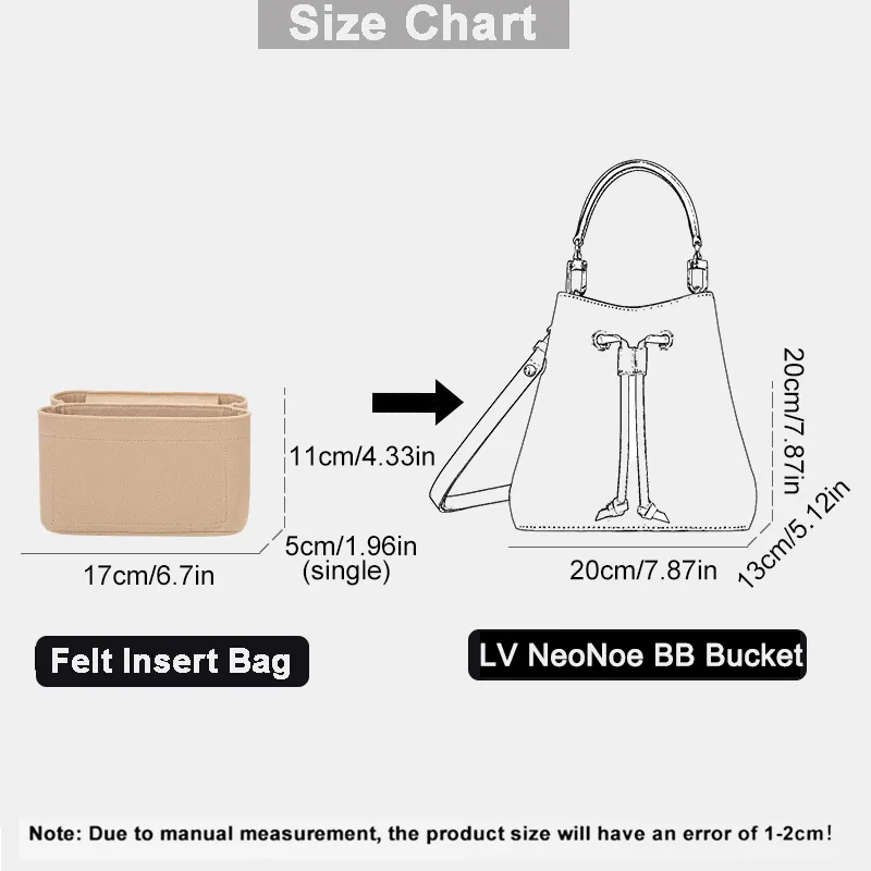 EverToner Felt Insert Organizer for NeoNoe BB Bucket Bag Women