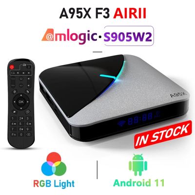 A95X F3 AIRII TVBox Amlogic S905W2 4GB RAM 64GB ROM 5G WIFI BT 4.0 Android 11 Set TopBox with 6 RGB Light Media Player