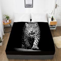 3D Print Custom Bed Sheet With ElasticFitted Sheet Queen/KingAnimal White leopard Mattress Cover 160x200/150x200drop ship