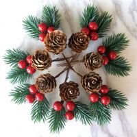 Iloverosemerry】5ชิ้นเข็มไม้สนเทียมรูปกรวยสาขาจำลองผลไม้เล็กๆสีแดงต้นคริสต์มาส DIY พวงหรีดประดับคริสมาสต์ปีใหม่ของขวัญการตกแต่งงานปาร์ตี้ภายในบ้าน