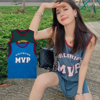 ?HOT SALE?เสื้อยืดลาย MVP คอกลมแขนกุดกุ้นขอบแดง 2 สี ทรงใหญ่