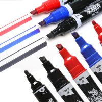 High Quality Double Tip Pen Oil Waterproof Permanent Marker Pens 1.5/6.0mm Nib Black Blue Red Art Marking Graffiti Supplies Deli Highlighters Markers