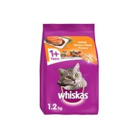 อาหารแมว WHISKAS CAT FOOD วิสกัส อาหารแมว ชนิดแห้ง แบบเม็ด  อาหารแมว สูตรแมวโต, 1.2 กิโลกรัม สำหรับแมวโตอายุ 1 ปีขึ้นไป