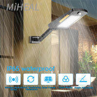 Mihal ไฟติดผนังหลอดไฟพลังงานแสงอาทิตย์กลางแจ้งพร้อมเซนเซอร์48LED สปอตไลท์ไฟสีขาวตกแต่งโคมไฟถนนพลังแสงอาทิตย์กันน้ำปรับมุมได้