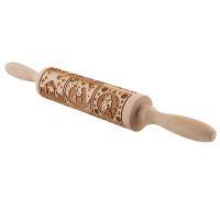 Nativity Pattern Xmas Christmas Wooden Embossing Rolling Pin with 9 Different Scene for Baking Embossed