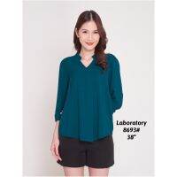 Laboratory 8693# เสื้อทำงานแขนยาว เสื้อคอวีทรงป้ายแขนยาว