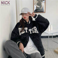 เสื้อโค้ท NICK ผู้หญิงวินเทจหลวมใหม่ปักหนา