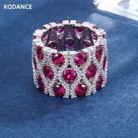 KQDANCE Womans emerald cut Created Tanzanite ruby Ring with Bluered stone 18K White gold plated Rings Jewelry  Trend