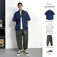 ❁▲☊ [Shopkeeper wears] denim shirt mens short-sleeved Korean version of the trend summer Japanese washed shirt jacket tide