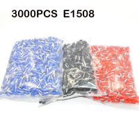 [HOT ZHKKZZLWWG 510] 3000PCS E1508 16AWG 1.5mm2สีแดงสีฟ้าสีดำ Insulated Crimp Connector E1508ฉนวนปลายขั้วลวด Ferrules