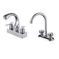 Bathroom Basin Faucet Double Handle Deck Mounted Basin Faucets Bath Shower Faucets Hot And Cold Sink Wash Basin Water Mixer Tap Plumbing Valves