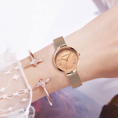 Sale!! ของแท้ Hannah Martin เพชร 3D แกะสลักสุภาพสตรีนาฬิกาสุภาพสตรีนาฬิกาควอตซ์แฟชั่นเกาหลีรุ่นกันน้ำนาฬิกาสุภาพสตรี