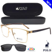 แว่นตา คลิปออน Fashion Polarized รุ่น POLO 3869 กรอบแว่นตา สำหรับตัดเลนส์ กรอบเต็ม แว่นแฟชั่น ชาย หญิง ทรงสปอร์ต sport วัสดุ สแตนเลส stainless steel ขาสริง