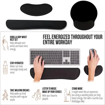 Premium Wrist Rests for Keyboard and Mouse Pad Set - Memory Foam Cushion,  Black - Ergonomic Wrists Hand Arm Rest Support for Laptop Computer Desk and