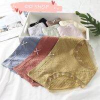 DD SHOPพร้อมส่งKK4950 กางเกงใน กางเกงชั้นใน ดีเทลโบว์กางขอบระบาย 9สี