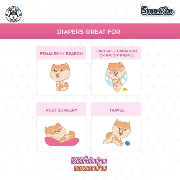 ผ้าอ้อมสุนัข-surepad-diapers-ผ้าอ้อมสุนัขเพศเมีย-แพมเพิส-ฝึกขับถ่าย-เหมาะสำหรับช่วงมีประจำเดือน