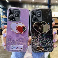 เคสมือถือสำหรับ Realme C53 C55 ฝาหลังกลิตเตอร์นุ่มโปร่งใสเป็นรักกระจกแต่งหน้าดาวดวงจันทร์สำหรับ Realme C53 C55 เคสใส่โทรศัพท์