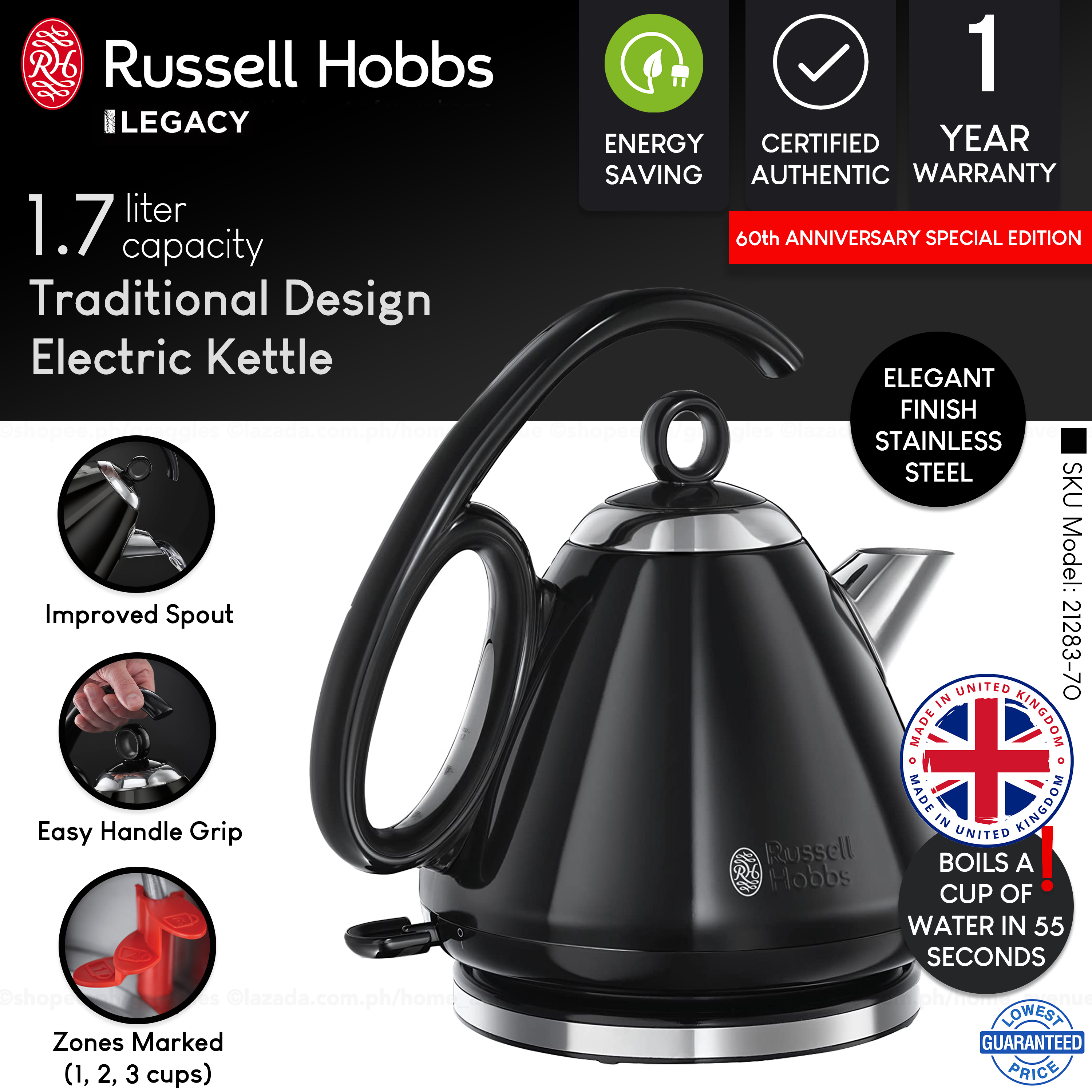 Russell Hobbs 21272-70 chauffe-eau rouge rapidement kochfunktion 2400 W 1.7 L 