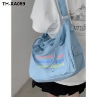 Alphabet canvas bag female 2023 new trendy student class tote bag all-match ins large-capacity Messenger bag